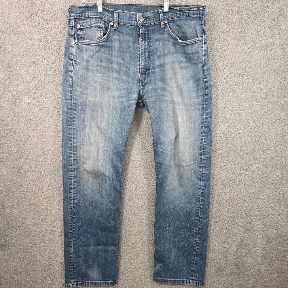 Levis 505 Jeans Mens 38x30 Light Wash Blue Denim Regular Fit Straight Leg